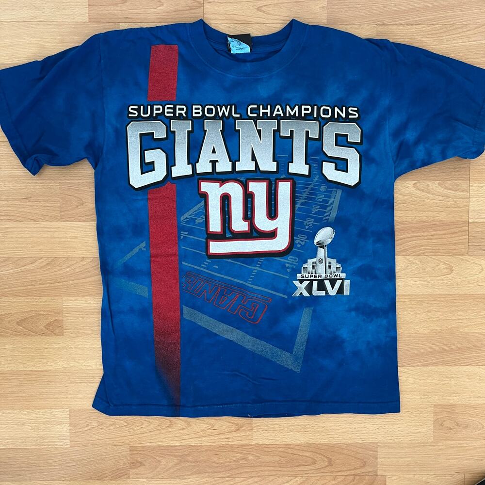 NFL Team Apparel NY Giants Super Bowl XLVI Champions T-Shirt Tie-Dye Tee NWOT M